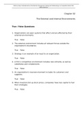 The best test bank for  for Management Leading and Collaborating in a Competitive World 10th Edition Bateman for ECE  644 in The External and Internal Environments for the chapter 2 1. Organizations are open systems that affect and are affected by their  
