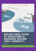 BTE450 FINAL EXAM #2 QUESTIONS & ANSWERS SOLVED 100% CORRECT!!