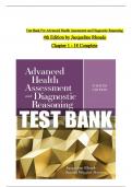 TEST BANK For Advanced Health Assessment and Diagnostic Reasoning, 4th Edition by Jacqueline Rhoads, Verified Chapters 1 - 18, Complete Newest Version