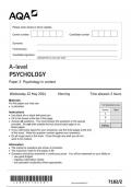 AQA Psychology 7182 paper 2 question paper Psychology A 22May 2024