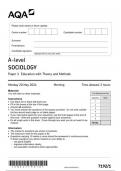 AQA Sociology 7192 paper 1 question paper Sociology A 20May 2024