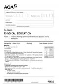 AQA Physical Education 7582 paper 2 question paper PhysicalEducation A 5June 2024