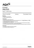 AQA Politics 7152 paper 3 question paper Politics A 14June 2024