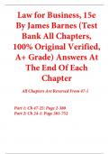 Test Bank For Law for Business 15th Edition By James Barnes (All Chapters, 100% Original Verified, A+ Grade) 