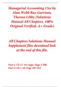 Solutions Manual For Managerial Accounting 13th Canadian Edition by Alan Webb Ray Garrison, Theresa Libby (All Chapters, 100% Original Verified, A+ Grade) 