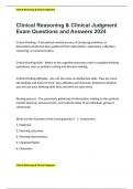 Clinical Reasoning & Clinical Judgment Exam Questions and Answers 2024