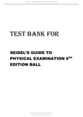 TEST BANK FOR SEIDEL’S GUIDE TO PHYSICAL EXAMINATION 9TH EDITION BALL UPDATED