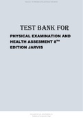 TEST BANK FOR PHYSICAL EXAMINATION AND HEALTH ASSESMENT 8TH EDITION JARVIS LATEST UPDATE