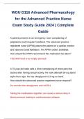 BUNDLE FOR WGU D116 ADVANCED PHARMACOLOGY FOR THE ADVANCED PRACTICE NURSE EXAM | STUDY QUESTIONS AND ANSWERS RATED A+ | LATEST 2024/2025 