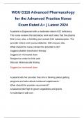 WGU D116 Advanced Pharmacology for the Advanced Practice Nurse Exam Rated A+ | Latest 2024