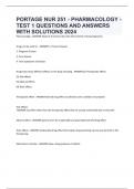 PORTAGE NUR 251 - PHARMACOLOGY - TEST 1 QUESTIONS AND ANSWERS WITH SOLUTIONS 2024