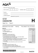 GCSE CHEMISTRY Higher Tier Paper [2] 2020/2023 Latest Update Solution