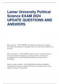 Lamar University Political Science EXAM 2024 UPDATE QUESTIONS AND ANSWERS