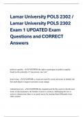 Lamar University POLS 2302 / Lamar University POLS 2302 Exam 1 UPDATED Exam Questions and CORRECT Answers