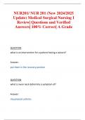 NUR201/NUR 201 (New 2024/2025 Update) Medical Surgical Nursing I Review Questions and Verified Answers 100% Correct A Grade