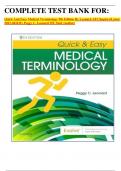 COMPLETE TEST BANK FOR:  Quick And Easy Medical Terminology 9th Edition By Leonard All Chapters/Latest 2023-2024 By Peggy C. Leonard MT Med (Author)