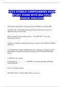 CETA STERILE COMPOUNDING EXAM STUDY GUIDE WITH MULTIPLE CHOICE 2024-2025