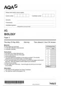 AQA AS LEVEL BIOLOGY PAPER 2 QUESTION PAPER JUNE 2024 -7401/2