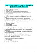 Neuro Assessment Quiz/11 Complete Questions with Answers