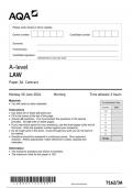 AQA A LEVEL LAW PAPER 3A QUESTION PAPER &FINAL MARK SCHEME 2024-7162/3A