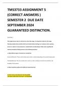 TMS3733 ASSIGNMENT 5 (CORRECT ANSWERS ) SEMESTER 2 DUE DATE SEPTEMBER 2024 GUARANTEED DISTINCTION.