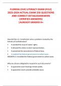 FLORIDA CIVIC LITERACY EXAM (FCLE) 2023-2024 ACTUAL EXAM 250 QUESTIONS AND CORRECT DETAILED ANSWERS (VERIFIED ANSWERS) ALREADY GRADED A+