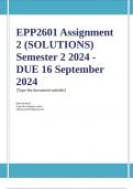 EPP2601 Assignment 2 Full Solutions Semester 2 2024 - DUE 16 September 2024 ;100 % TRUSTED workings, Expert Solved, Explanations and Solutions. 