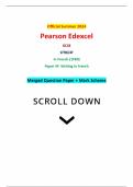 Official Summer 2024 Pearson Edexcel GCSE 1FR0/4F In French (1FR0) Paper 4F: Writing in French Merged Question Paper + Mark Scheme