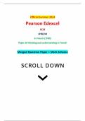 Official Summer 2024 Pearson Edexcel GCSE 1FR0/3H In French (1FR0) Paper 3H Reading and understanding in French Merged Question Paper + Mark Scheme