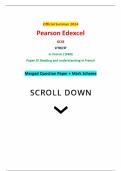 Official Summer 2024 Pearson Edexcel GCSE 1FR0/3F In French (1FR0) Paper 3F Reading and understanding in French Merged Question Paper + Mark Scheme