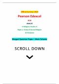 Official Summer 2024 Pearson Edexcel GCSE 1RA0/2E In Religious Studies A Paper 2: Study of Second Religion 2E Hinduism Merged Question Paper + Mark Scheme