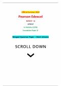 Official Summer 2024 Pearson Edexcel GCSE (9 – 1) 1ST0/1F In Statistics (1ST0) Foundation Paper 1F Merged Question Paper + Mark Scheme