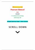 Official Summer 2024 Pearson Edexcel GCSE 1SC0/1BF In Combined Science Biology (1SC0) Paper 1BF Merged Question Paper + Mark Scheme