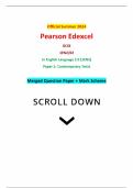 Official Summer 2024 Pearson Edexcel GCSE 1EN2/02 In English Language 2.0 (1EN2) Paper 2: Contemporary Texts Merged Question Paper + Mark Scheme