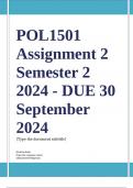 POL1501 Assignment 2 Full Solutions Semester 2 2024 - DUE 30 September 2024 ;100 % TRUSTED workings, Expert Solved, Explanations and Solutions. 