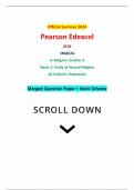 Official Summer 2024 Pearson Edexcel GCSE 1RA0/2A In Religious Studies A Paper 2: Study of Second Religion 2A Catholic Christianity Merged Question Paper + Mark Scheme