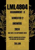 LML4804 Assignment 3 Semester 2 2024 Answers {Due 25 September 2024}