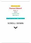 Official Summer 2024 Pearson Edexcel GCSE (9 – 1) 1ST0/1H In Statistics (1ST0) Higher Paper 1H Merged Question Paper + Mark Scheme