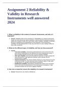 Assignment 2 Reliability & Validity in Research Instruments well answered 2024