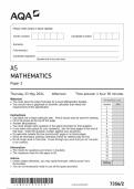 2024 AQA AS-LEVEL MATHEMATICS PAPER 2 INCLUDING MARK SCHEME