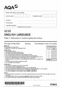 2024 AQA GCSE ENGLISH LANGUAGE + ENGLISH LITERATURE PAPER 1 + PAPER 2 INCLUDING ALL MARK SCHEMES