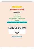 Official summer 2024 Pearson Edexcel 9BS0/01 GCE A Level In Business (9BS0) Paper 01 Marketing, people and global Businesses Merged Question Paper + Mark Scheme