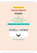 Official summer 2024 Pearson Edexcel 9CH0/01 GCE In Chemistry (9CH0) Paper 01: Advanced Inorganic and Physical Chemistry Merged Question Paper + Mark Scheme