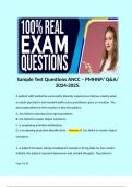 Sample Test Questions ANCC – PMHNP/ Q&A/ 2024-2025. 