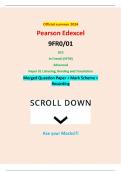 Official summer 2024 Pearson Edexcel 9FR0/01 GCE In French (9FR0) Advanced Paper 01 Listening, Reading and Translation Merged Question Paper + Mark Scheme + Recording
