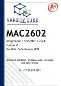 MAC2602 Assignment 3 (DETAILED ANSWERS) Semester 2 2024 - DISTINCTION GUARANTEED