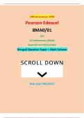 Official summer 2024 Pearson Edexcel 8MA0/01 GCE AS Mathematics (8MA0) Paper 01 Core Mathematics Merged Question Paper + Mark Scheme