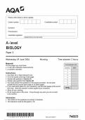 2024 AQA A-LEVEL BIOLOGY PAPER 3 INCLUDING MARK SCHEME