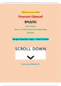 Official summer 2024 Pearson Edexcel 9PL0/01 GCE In Politics Paper 1: UK Politics and Core Political Ideas (9PL0/01) Merged Question Paper + Mark Scheme