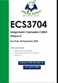 ECS3704 Assignment 2 (QUALITY ANSWERS) Semester 2 2024